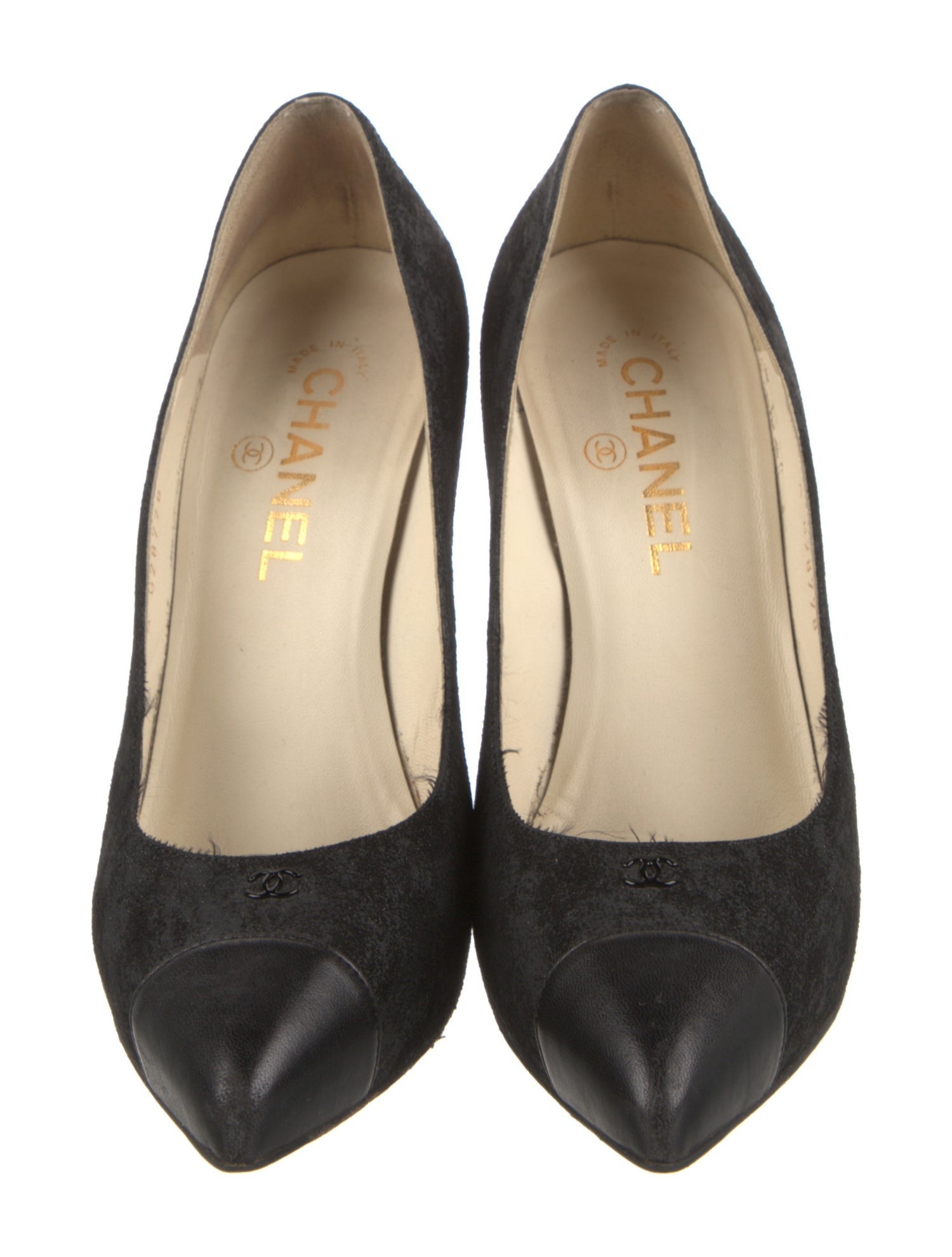 Chanel Interlocking CC Logo Suede Pumps